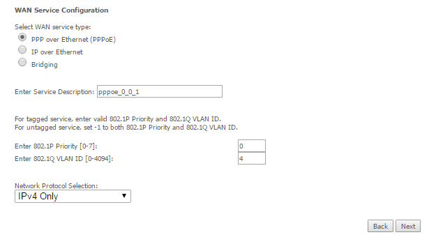 Add WAN Service for PPPoE