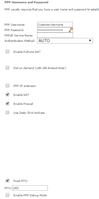 PPPoE info entry