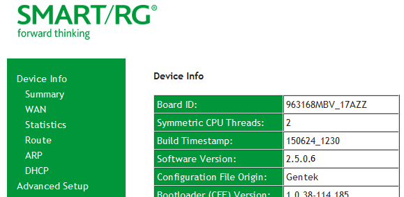 Smart rg Bad Software Version 2.5.0.6