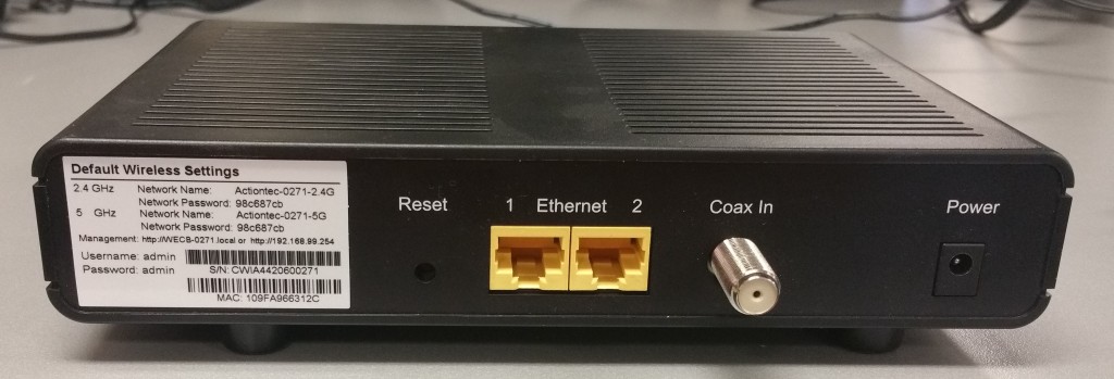 Actiontec WCB3000N Back
