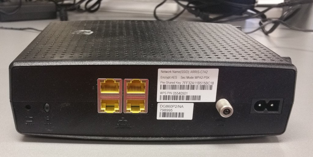 Arris DG860 Cable Modem Back