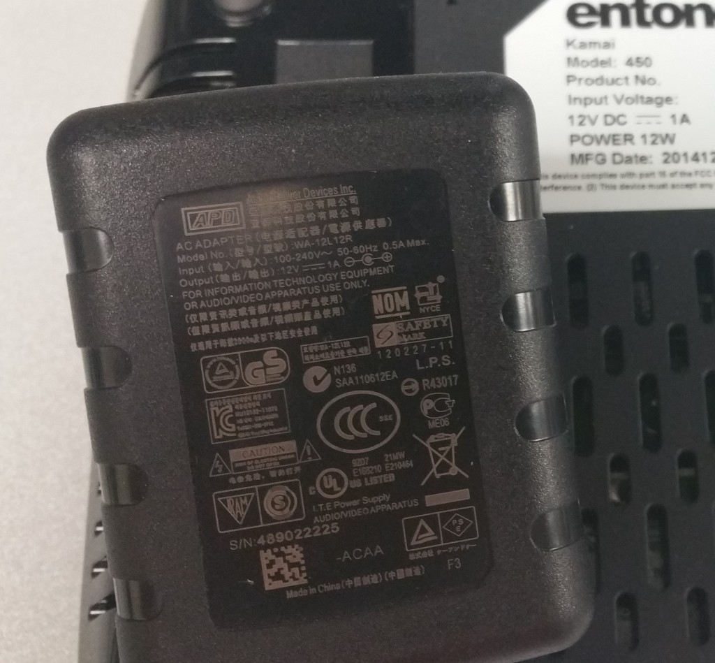 Entone Amulet 450 IPTV Standard STB Power Supply