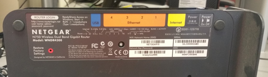 Netgear WNDR4300 Router Sticker