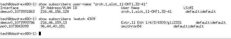MX480 Find DHCP Interfaces