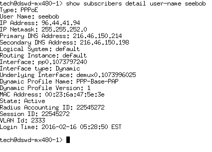 MX480 Show Subscribers Detail