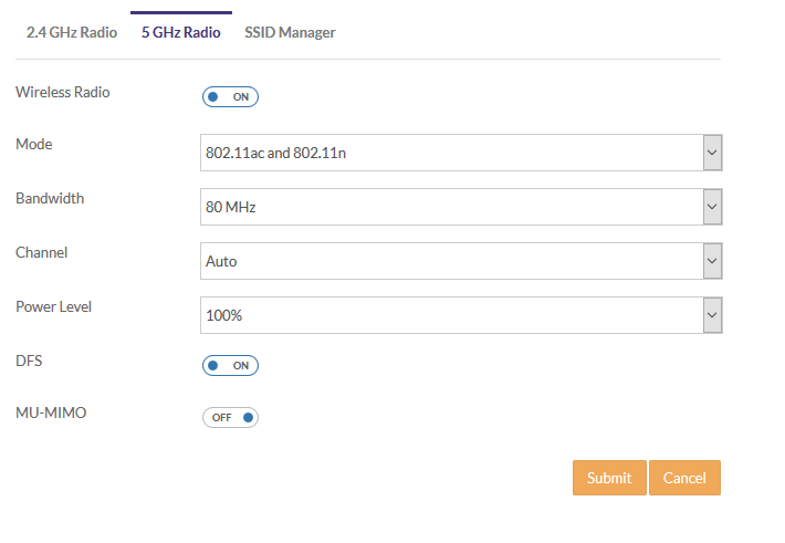 5GHz Radio Settings