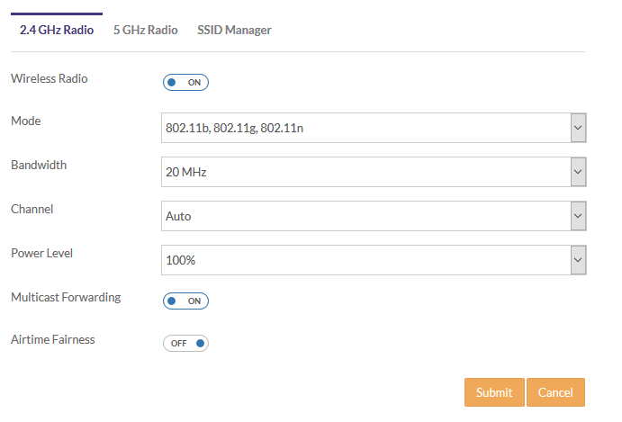 2.4GHz Radio Settings